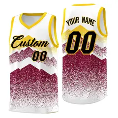 White Crimson Mountain Fade Gradient Basketball Jersey 1