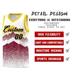 White Crimson Mountain Fade Gradient Basketball Jersey 2