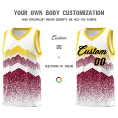 White Crimson Mountain Fade Gradient Basketball Jersey 3