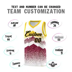 White Crimson Mountain Fade Gradient Basketball Jersey 4