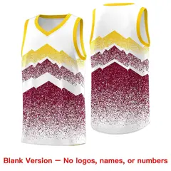 White Crimson Mountain Fade Gradient Basketball Jersey 6