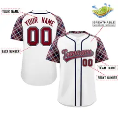 White Crimson-Navy Raglan Sleeves Authentic Baseball Jersey 2