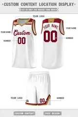 White Crimson-Old Gold Classic Sports Basketball Jersey 2