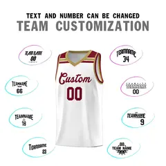 White Crimson-Old Gold Classic Sports Basketball Jersey 3