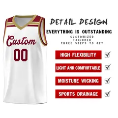 White Crimson-Old Gold Classic Sports Basketball Jersey 4