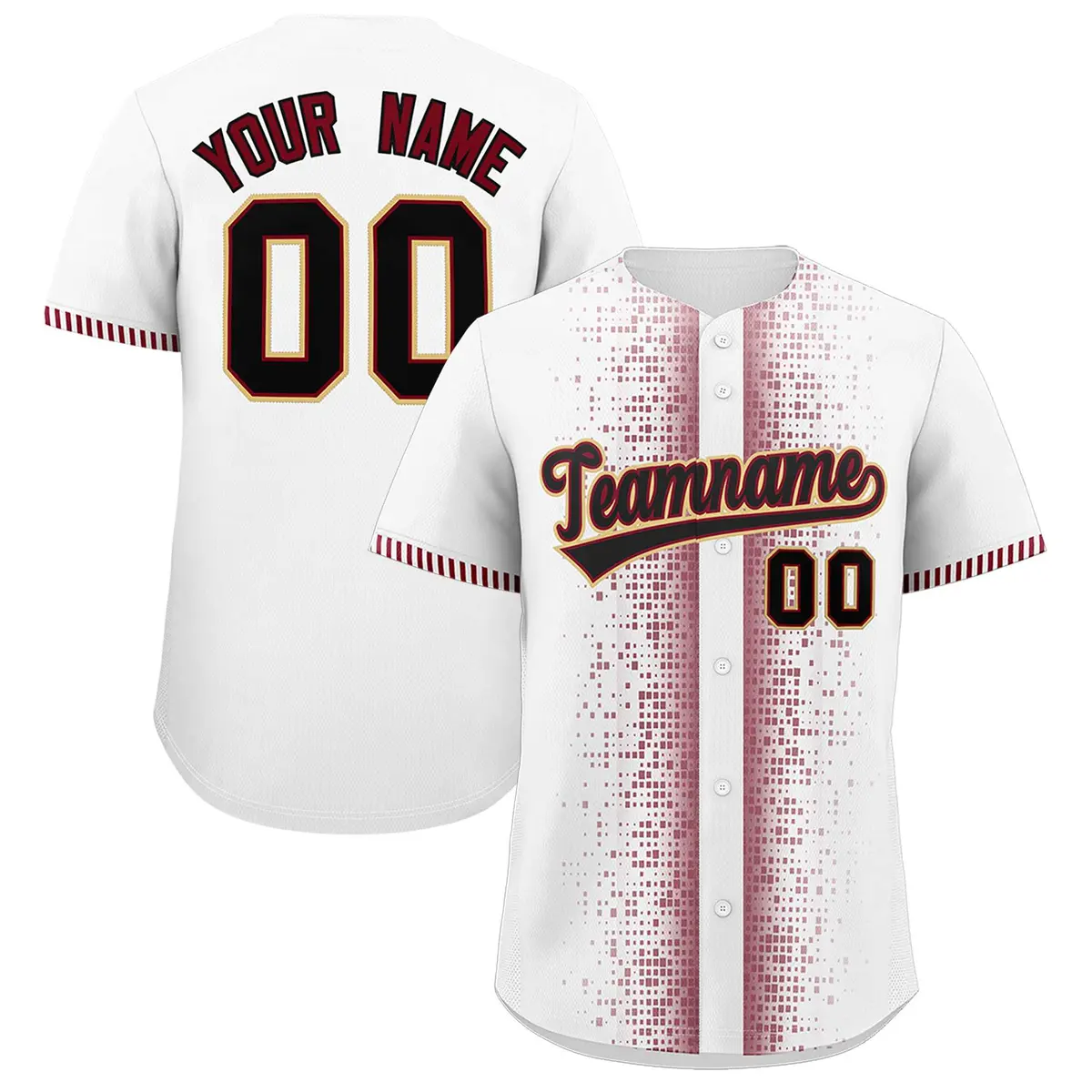 White Crimson Phonetic Rhythm Authentic Baseball Jersey