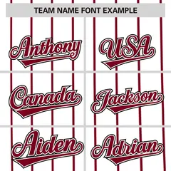 White Crimson Pinstripe Two-tone Side Baseball Jersey 3