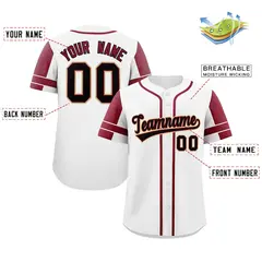 White Crimson Raglan Sleeves Authentic Baseball Jersey 2