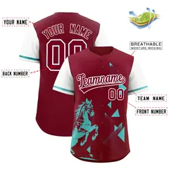 White Crimson Raptor Series Raglan Baseball Jersey 2