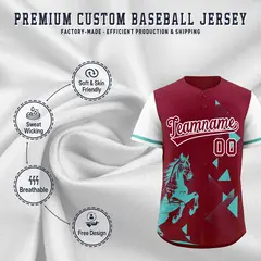 White Crimson Raptor Series Raglan Baseball Jersey 3