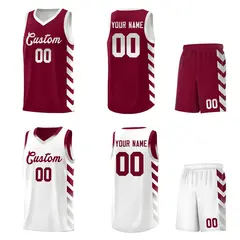 White Crimson Reversible Basketball Kits - Side Arrow Crimson Gray Gradient 2