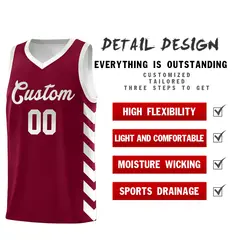 White Crimson Reversible Basketball Kits - Side Arrow Crimson Gray Gradient 3