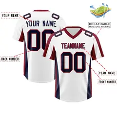White Crimson Side Stripe Athletic Football Jersey 2