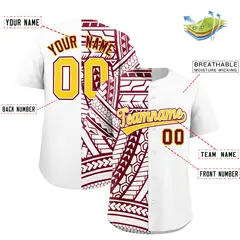 White Crimson Split Tribal Baseball Jersey 2