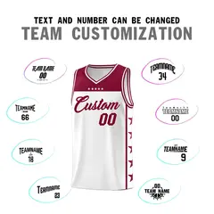 White Crimson Star Pattern Team Basketball Jersey 4