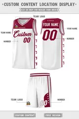 White Crimson Star Pattern Team Basketball Jersey 5