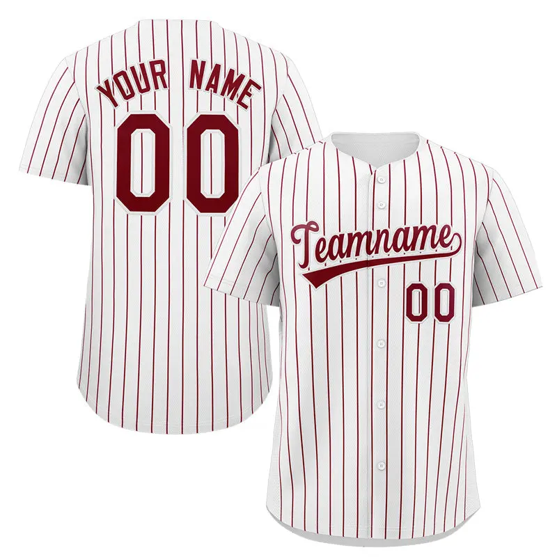 White Crimson Stripe Fashion Authentic Baseball Jersey