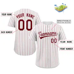 White Crimson Stripe Fashion Authentic Baseball Jersey 2