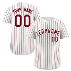 White Crimson Stripe Fashion Authentic Baseball Jersey