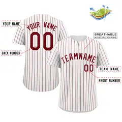 White Crimson Stripe Fashion Authentic Baseball Jersey 2
