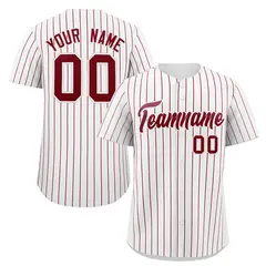 White Crimson Stripe Fashion Authentic Baseball Jersey