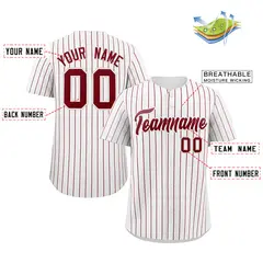 White Crimson Stripe Fashion Authentic Baseball Jersey 2
