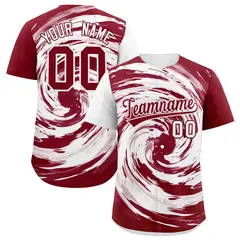 White Crimson Swirl Graffiti Baseball Jersey