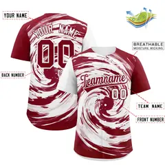 White Crimson Swirl Graffiti Baseball Jersey 2