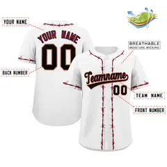 White Crimson Thorns Ribbed Baseball Jersey 2