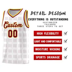 White Crimson Trailblazer Dot Pattern Basketball Jersey 2