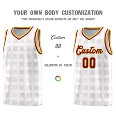 White Crimson Trailblazer Dot Pattern Basketball Jersey 3