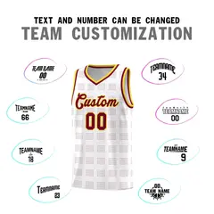 White Crimson Trailblazer Dot Pattern Basketball Jersey 4