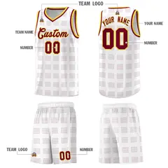 White Crimson Trailblazer Dot Pattern Basketball Jersey 5