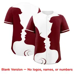 White Crimson Valentine's Day Couple Silhouettes Baseball Jersey 2