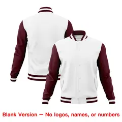 White Crimson Varsity Full-Snap Raglan Letterman Jacket 4