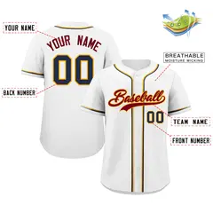 White Crimson-Yellow Classic Authentic Baseball Jersey 2