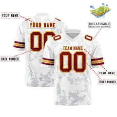 White Crimson-Yellow Graffiti Line Authentic Football Jersey 2