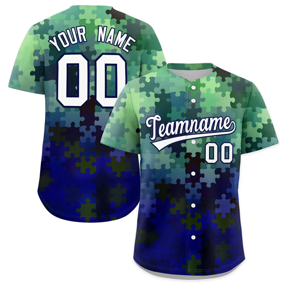 White Dark Blue Puzzle Elements Baseball Jersey