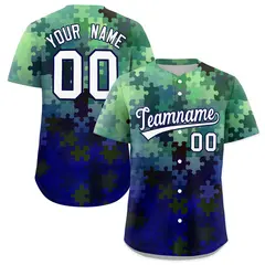 White Dark Blue Puzzle Elements Baseball Jersey 1