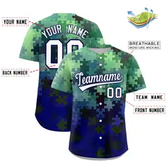 White Dark Blue Puzzle Elements Baseball Jersey 2