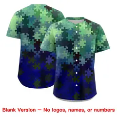 White Dark Blue Puzzle Elements Baseball Jersey 7