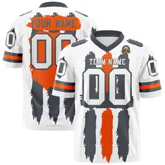 White Dark Gray and Orange Graffiti Flag Football Jersey 1