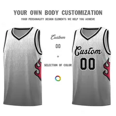White Dark Gray Black Flame Gradient Basketball Jersey 3