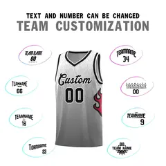 White Dark Gray Black Flame Gradient Basketball Jersey 4