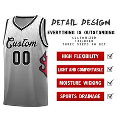 White Dark Gray Black Flame Gradient Basketball Jersey 5