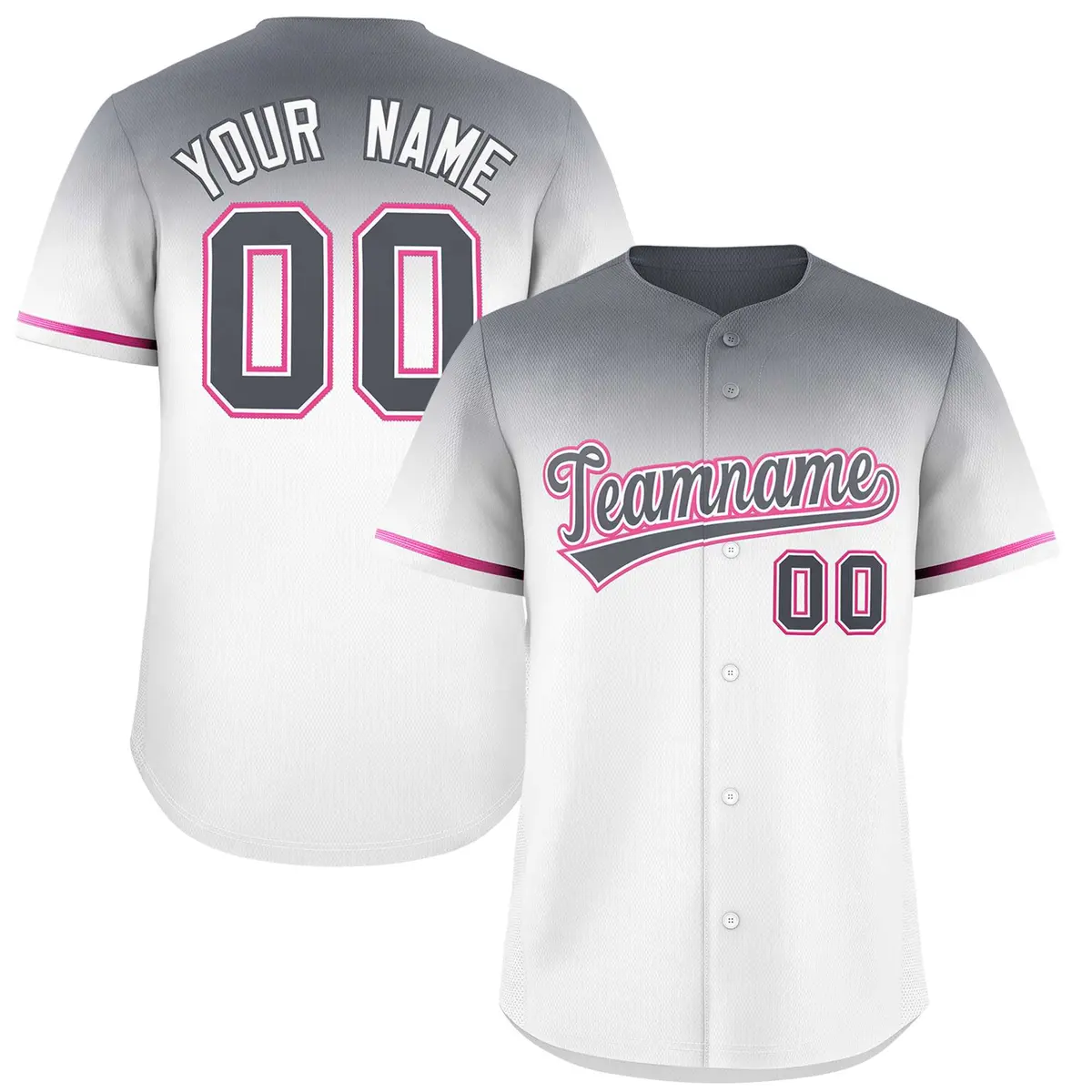 White Dark Gray Gradient Authentic Baseball Jersey