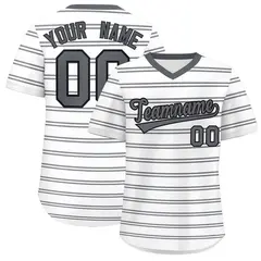 White Dark Gray Horizontal Stripe Pullover Baseball Jersey 1
