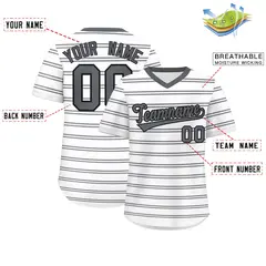 White Dark Gray Horizontal Stripe Pullover Baseball Jersey 2