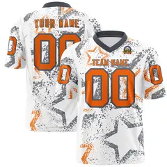 White Dark Gray-Orange Star Graffiti Football Jersey
