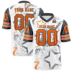 White Dark Gray Orange Star Pattern Football Jersey